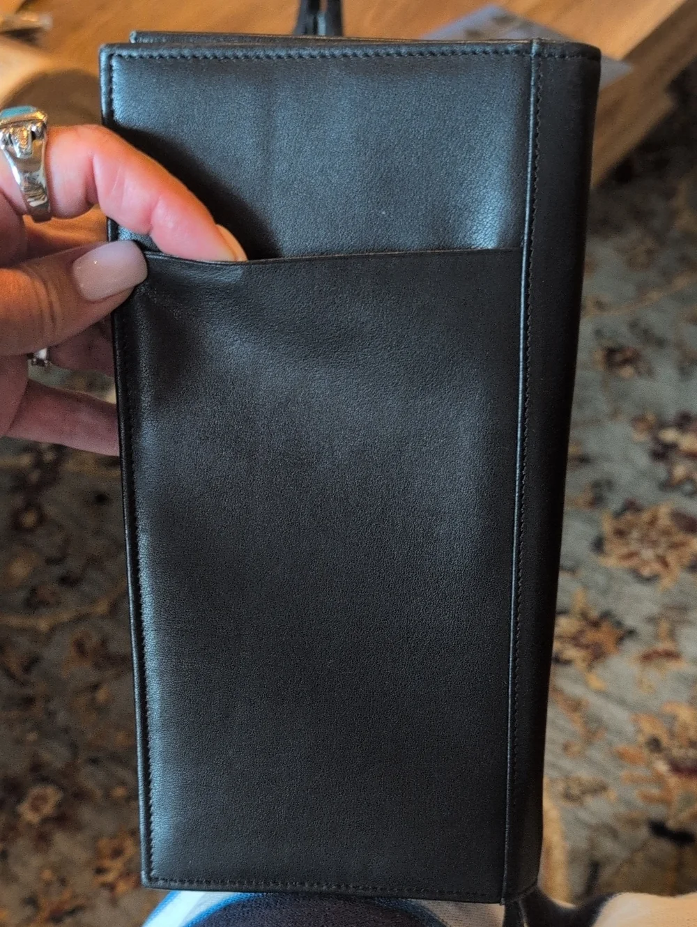 Tumi Black Leather Travel Bifold Wallet